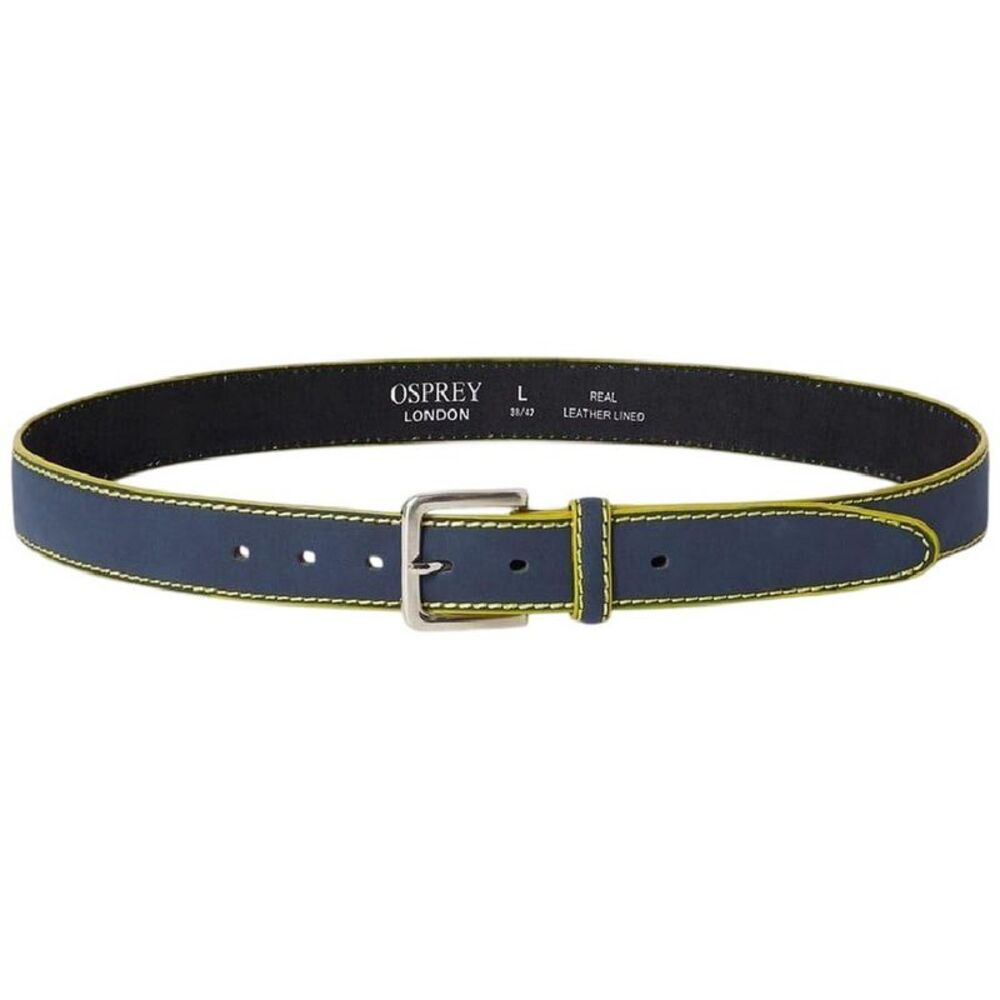 London Dickens Leather Belt / Navy/Yellow